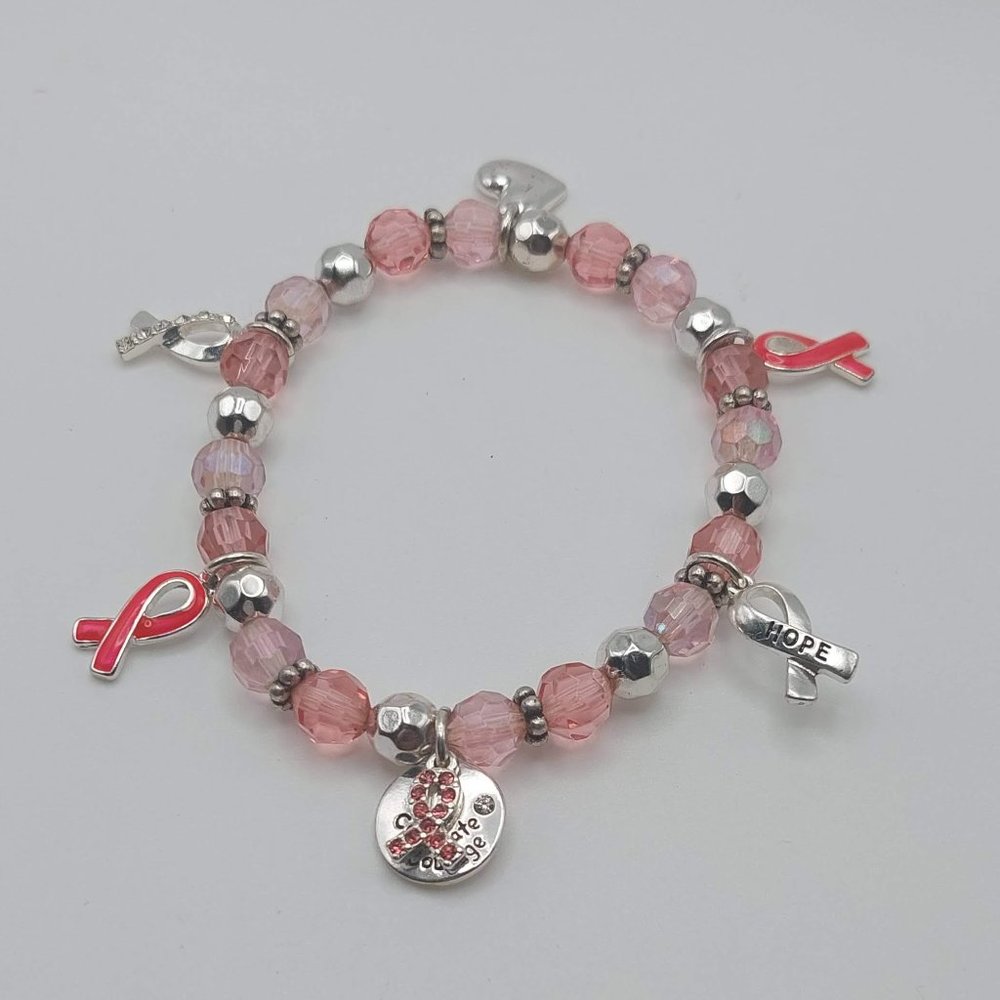 Pink and Silver Breast Cancer Awareness Bracelet